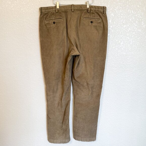 LL Bean Comfort Waist Corduroy Pants Men's 38x34 Beige Flat Front Stretch 502864 - Picture 2 of 6